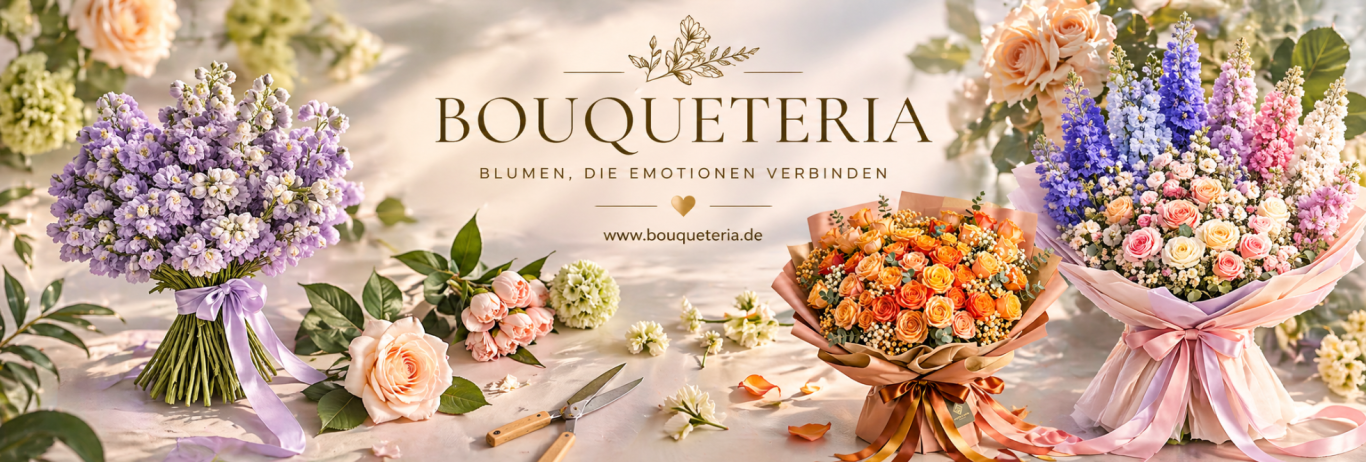 Blumen kaufen von Bouqueteria Steinhagen Sechs rosa Rosen mit grünen Blättern auf einem rosafarbenen Hintergrund.