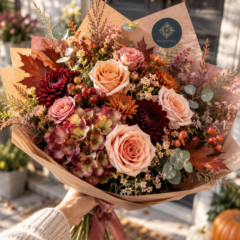 Vom Floristen Blumenlieferung Boqueteria Bunte Blumenstrauß mit Pfingstrosen in Rosa und Weiß, umgeben von Eukalyptus.