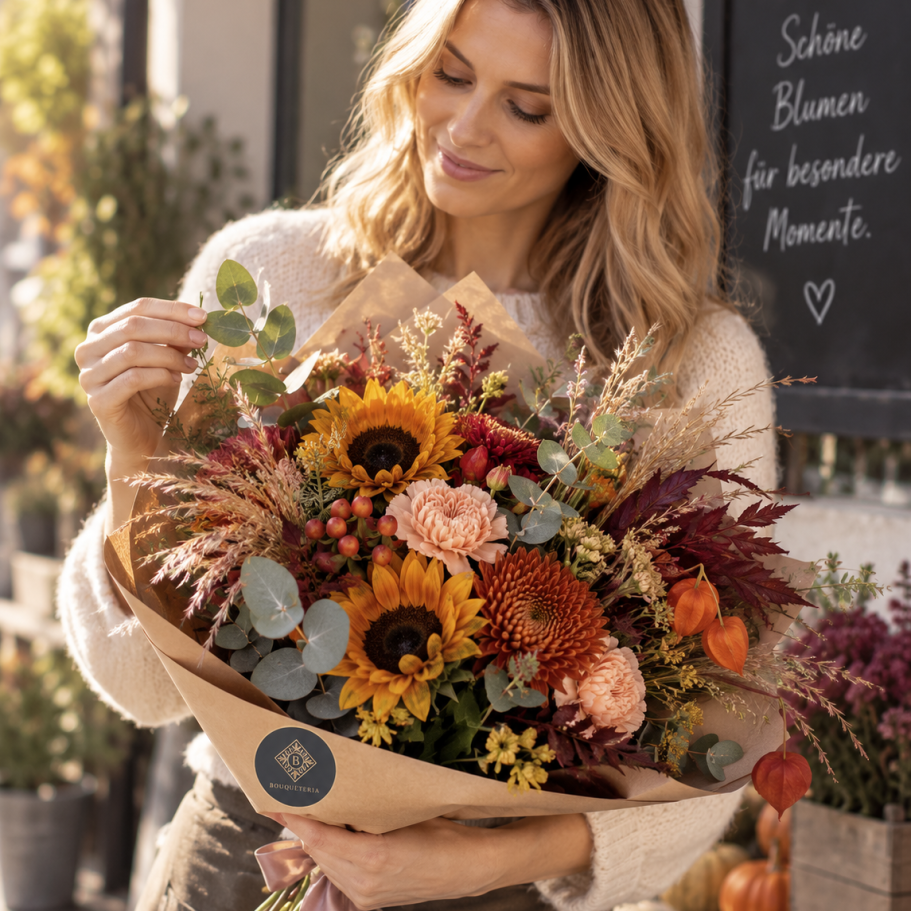 Blumen kaufen in der Nähe. liefern lassen in Steinhagen Bunt gemischter Blumenstrauß mit Rosen, Gerbera und Lavendel auf hellem Hintergrund.